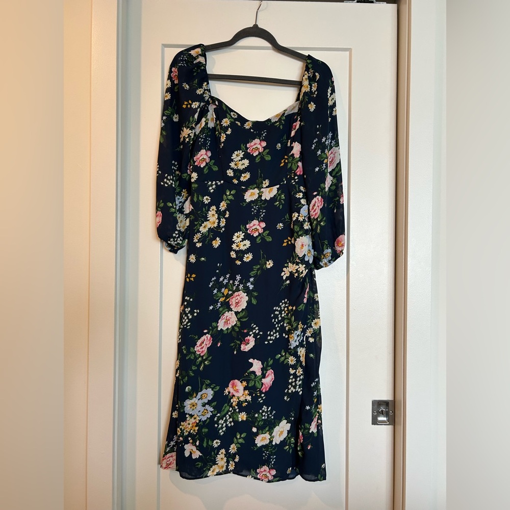 A&F Floral Camille Midi Dress with Sleeves PETITE